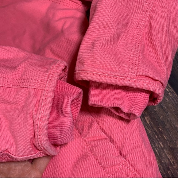Carhartt Canvas Hooded Jacket Toddler Size S 7/8 Pink Sherpa Lined OJ9566-G - Picture 4 of 14